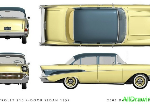 Chevrolet 210 4door Sedan (1957) (Chevrolet 210 4door Sedan (1957)) - drawings (drawings) of the car